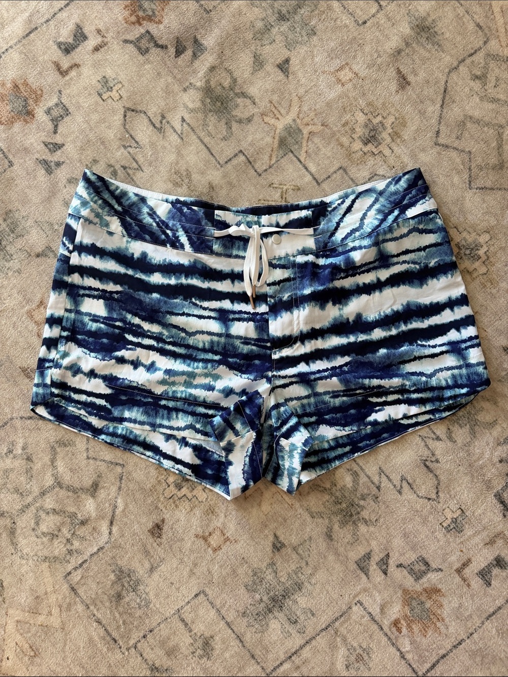 CALIA by Carrie Underwood Blue and White Tie-Dye Athletic Shorts